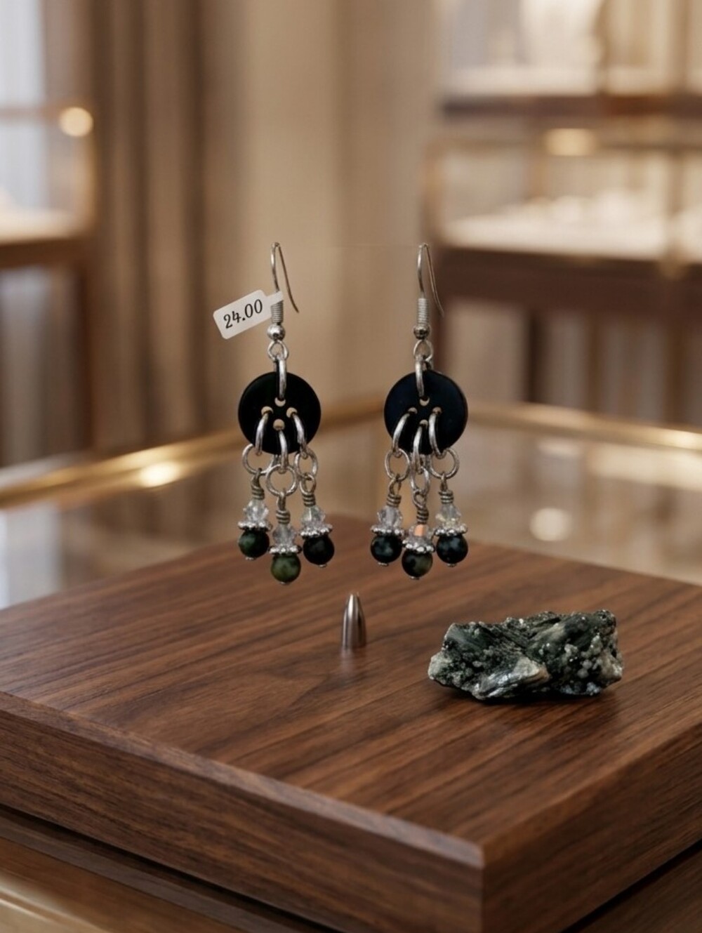 Chic Black and Silver Drop Earrings